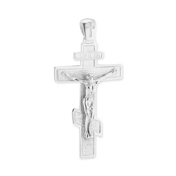 Sterling Silver Orthodox Cross and Crucifix Pendant