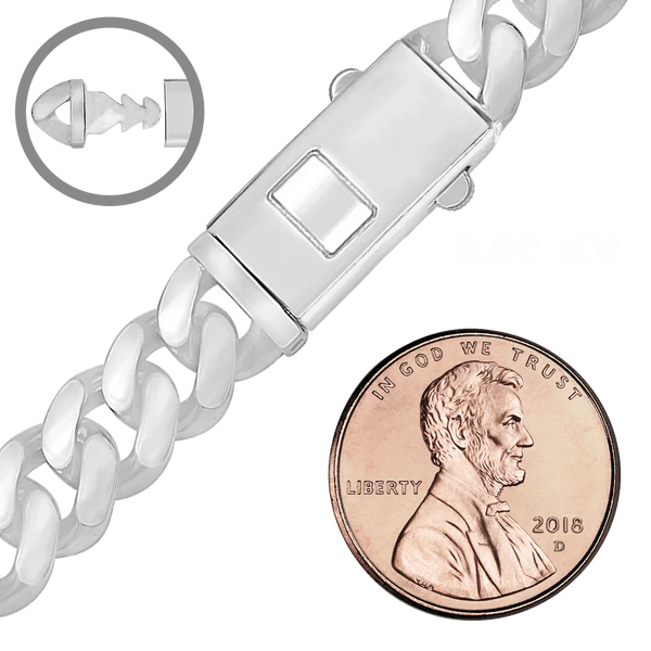 Handmade Cuban Curb Necklace in Sterling Silver (4 mm - 19 mm)
