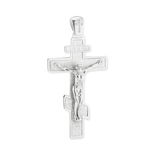 Sterling Silver Orthodox Cross and Crucifix Pendant