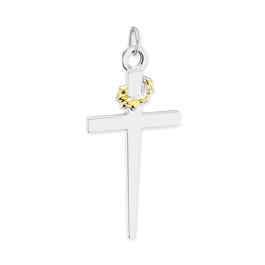Sterling Silver Two Tone Nail Cross Pendant